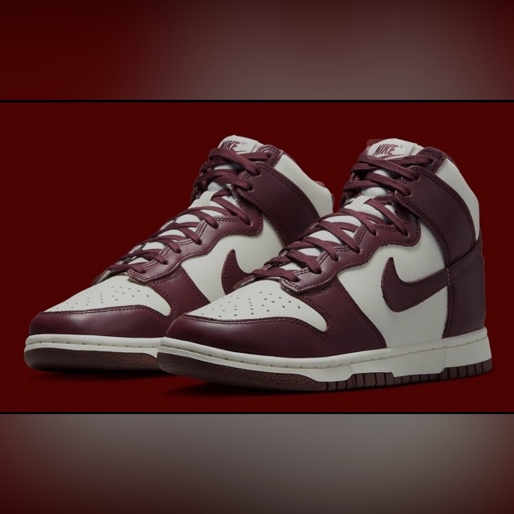 Nike Burgundy and White High-Top Sneakers